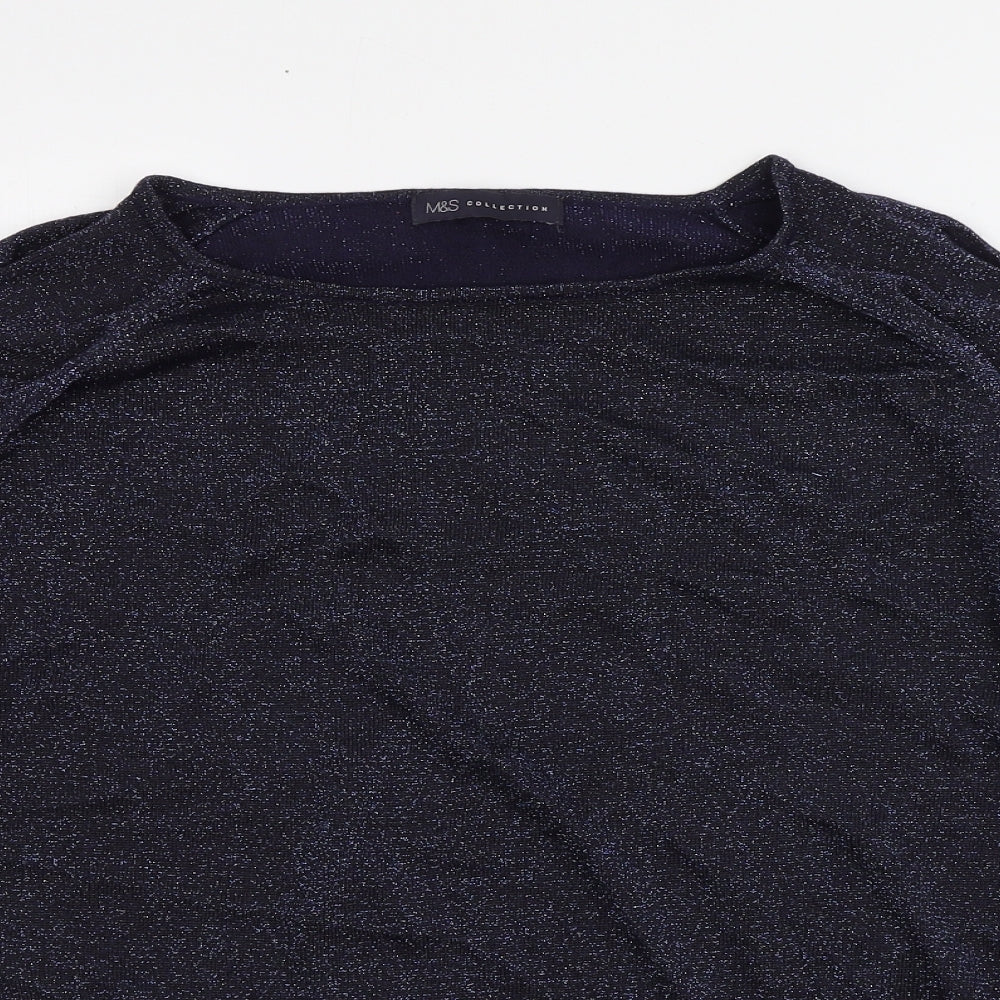 M&S Womens Purple  Viscose Basic Blouse Size 18 Round Neck