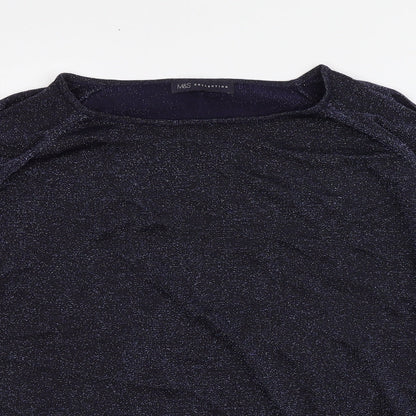 M&S Womens Purple  Viscose Basic Blouse Size 18 Round Neck