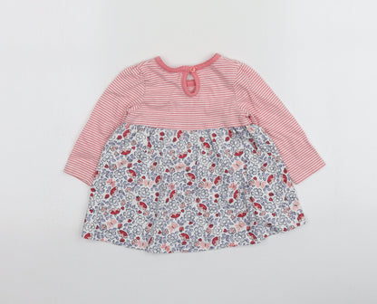 F&F Girls Pink Geometric 100% Cotton Basic T-Shirt Size 3-6 Months Round Neck