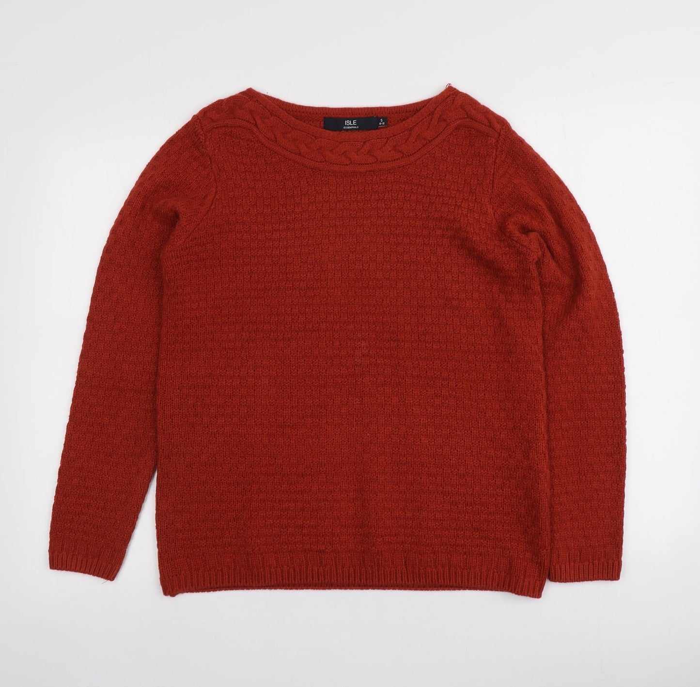 Isle Womens Red Round Neck  Acrylic Pullover Jumper Size S