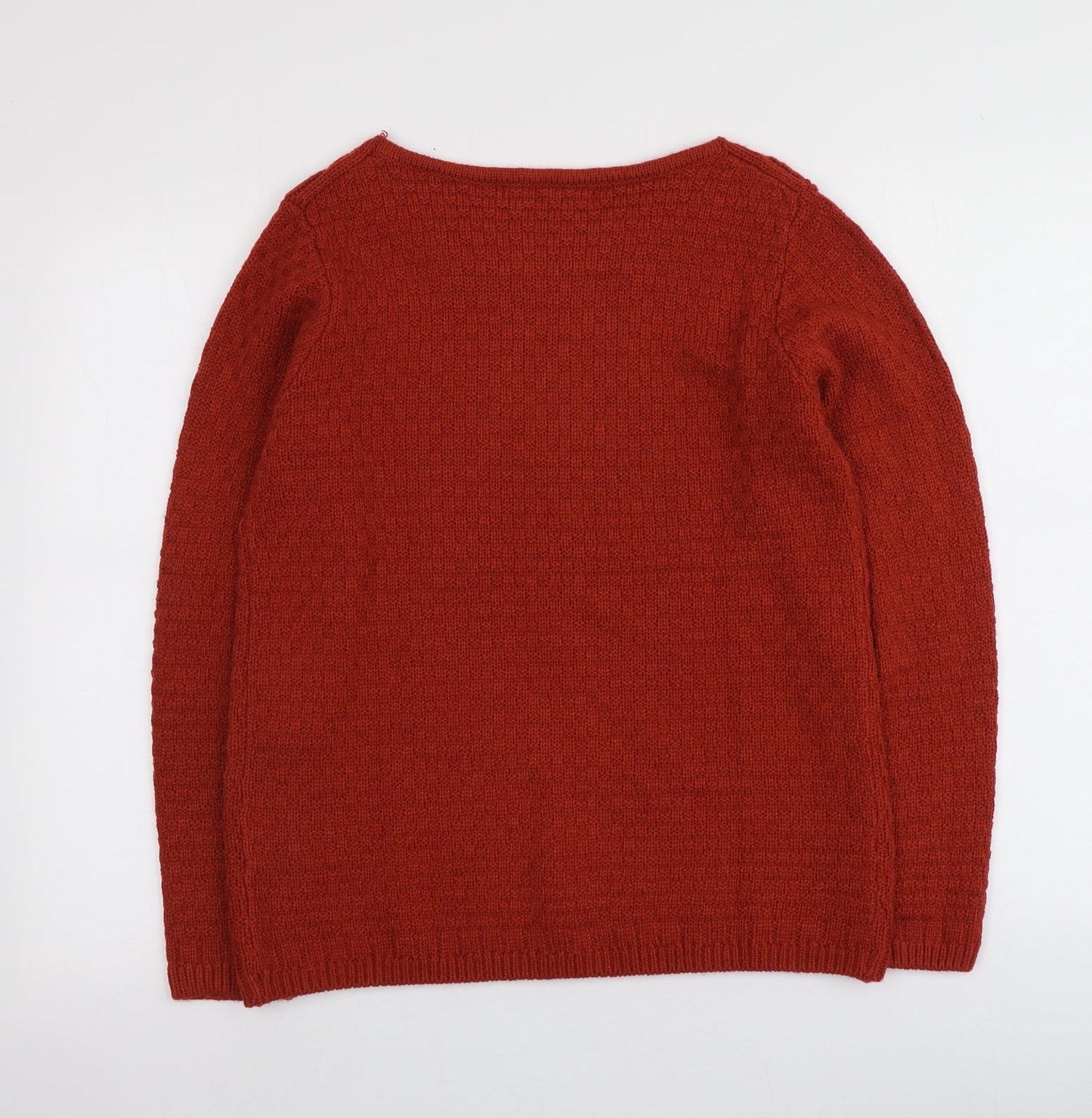 Isle Womens Red Round Neck  Acrylic Pullover Jumper Size S