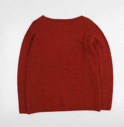 Isle Womens Red Round Neck  Acrylic Pullover Jumper Size S