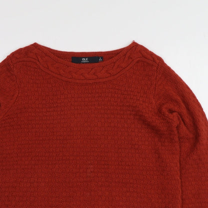 Isle Womens Red Round Neck  Acrylic Pullover Jumper Size S