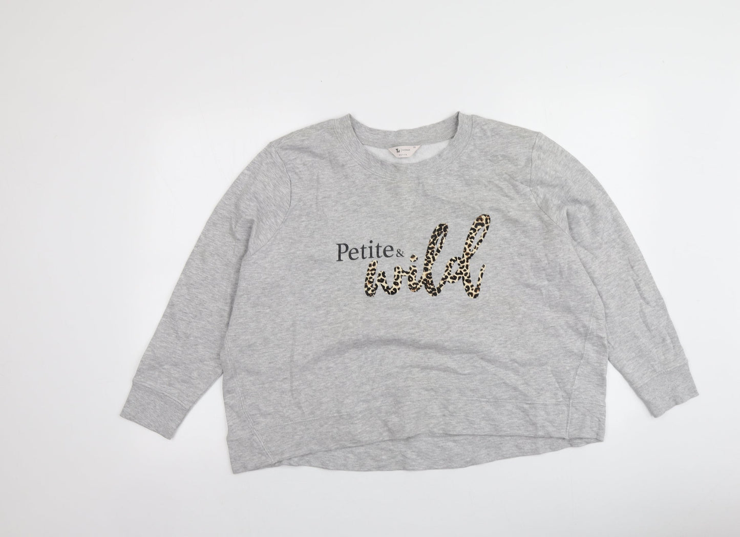 TU Womens Grey Animal Print Cotton Pullover Sweatshirt Size 20