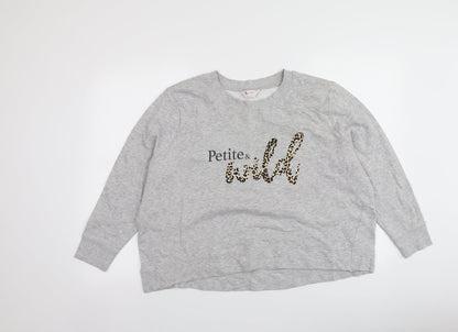 TU Womens Grey Animal Print Cotton Pullover Sweatshirt Size 20