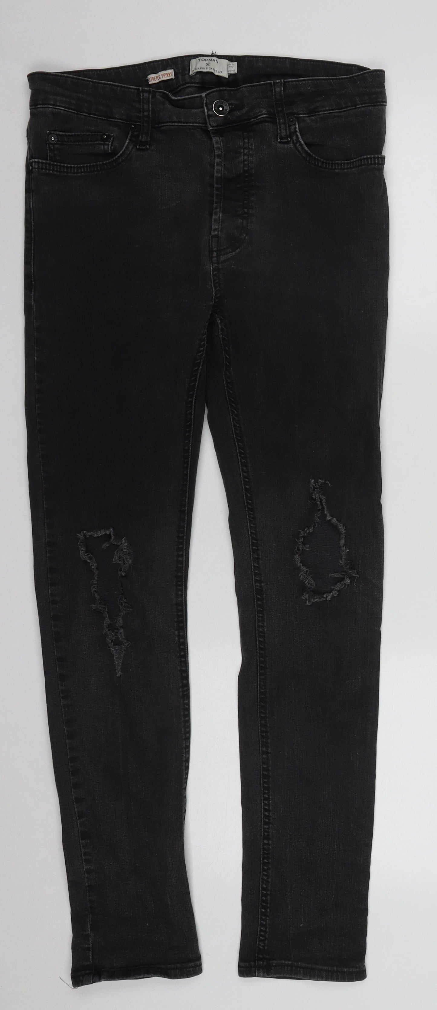 Mens UK Size 32 in Topman Regular Fit Skinny Black Jeans