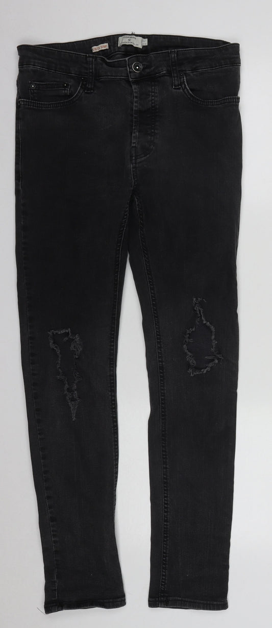 Mens UK Size 32 in Topman Regular Fit Skinny Black Jeans