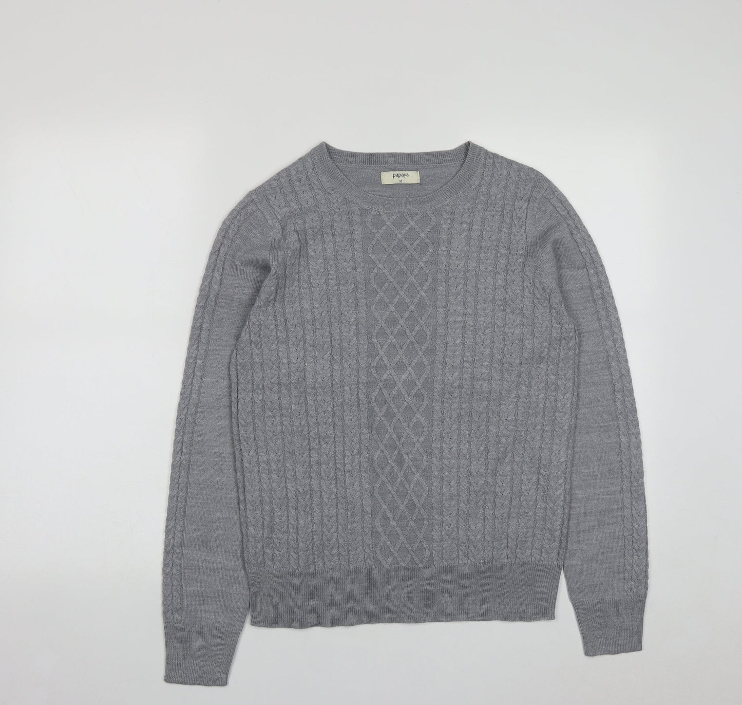 Womens UK Size 10 Papaya Grey Pullover Jumper