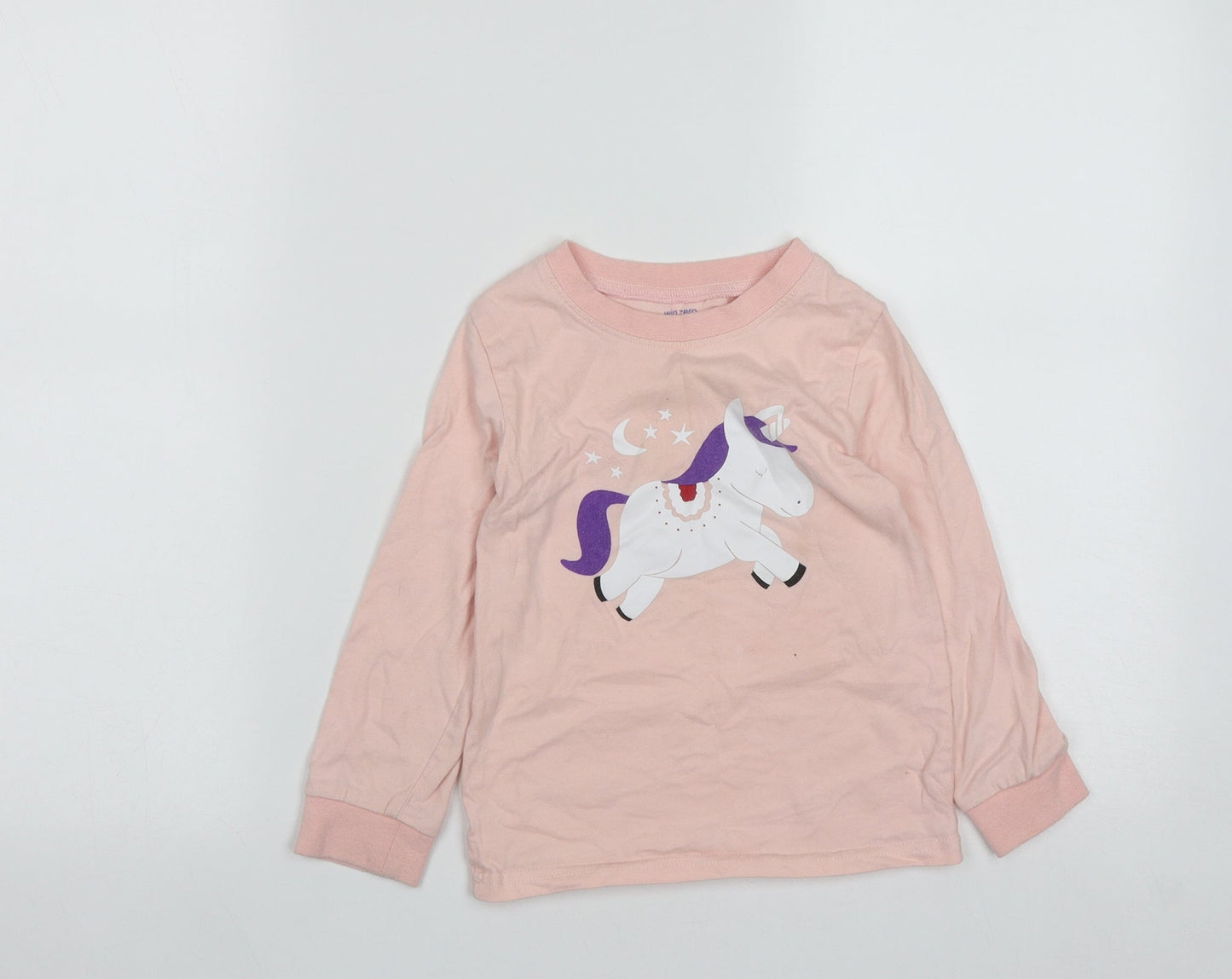 WinZero Girls Pink  Cotton Basic Casual Size 5 Years Round Neck  -  Unicorn Print