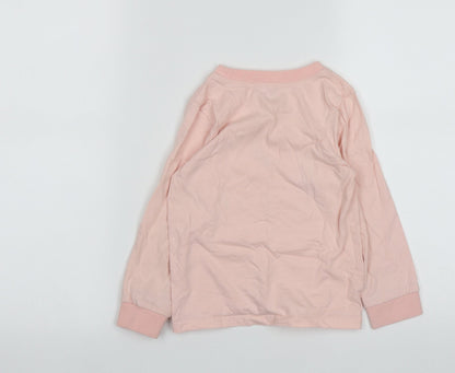 WinZero Girls Pink  Cotton Basic Casual Size 5 Years Round Neck  -  Unicorn Print