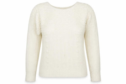 Primark Womens White Scoop Neck  Acrylic Pullover Jumper Size 8