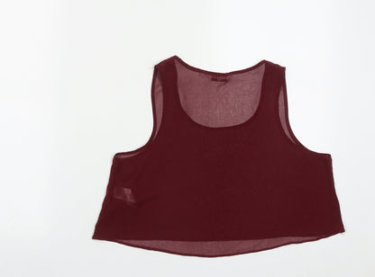 New Look Girls Red  Polyester Cropped Tank Size 12-13 Years Round Neck
