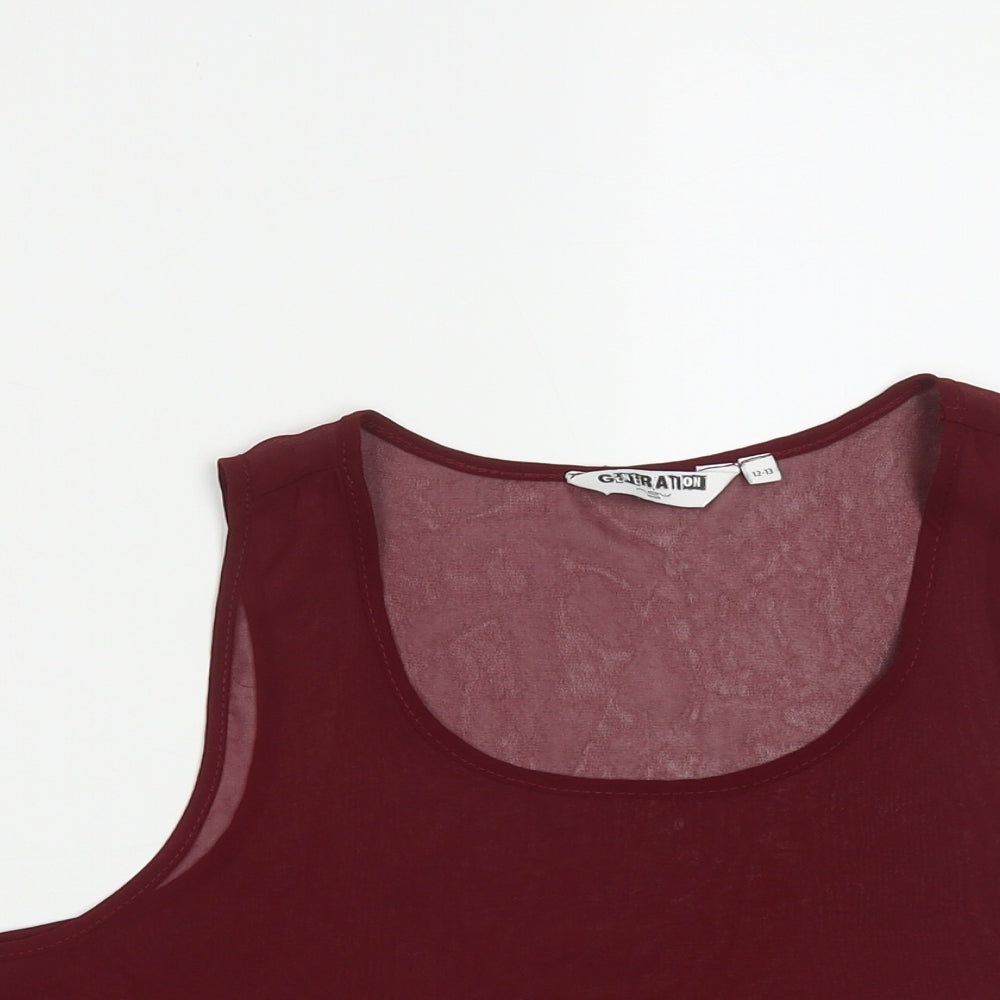 New Look Girls Red  Polyester Cropped Tank Size 12-13 Years Round Neck