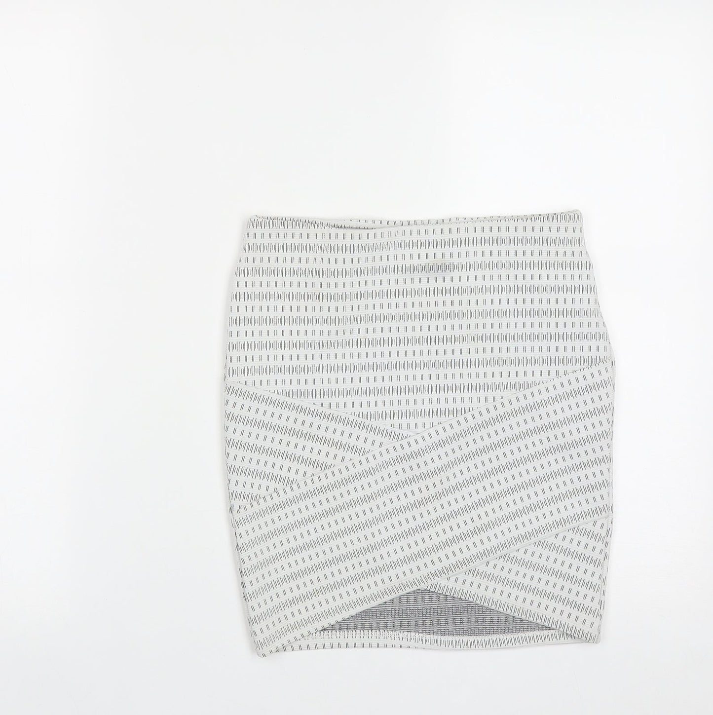 Primark Womens White Geometric Polyester A-Line Skirt Size 6