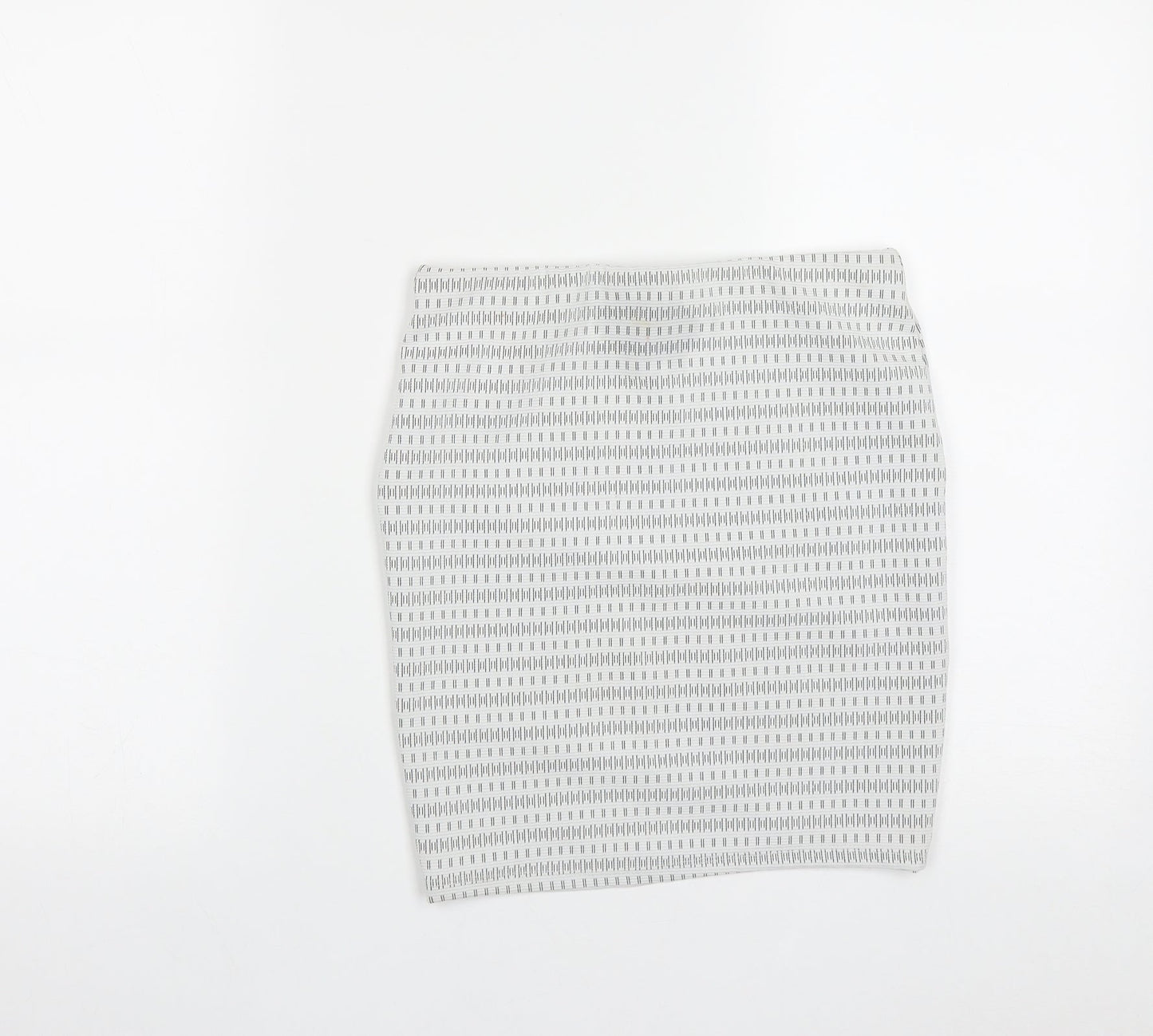 Primark Womens White Geometric Polyester A-Line Skirt Size 6