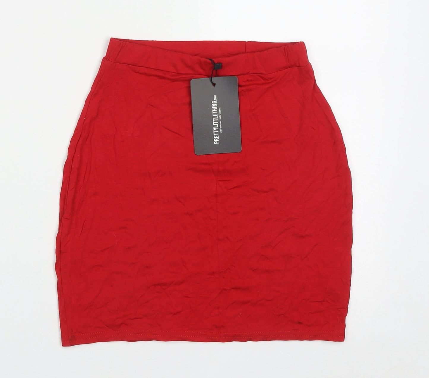 PRETTYLITTLETHING Womens Red  Viscose A-Line Skirt Size 6