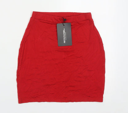 PRETTYLITTLETHING Womens Red  Viscose A-Line Skirt Size 6