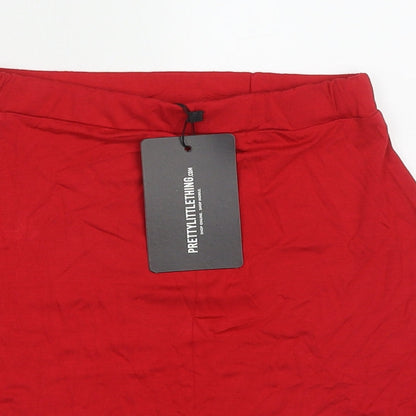 PRETTYLITTLETHING Womens Red  Viscose A-Line Skirt Size 6