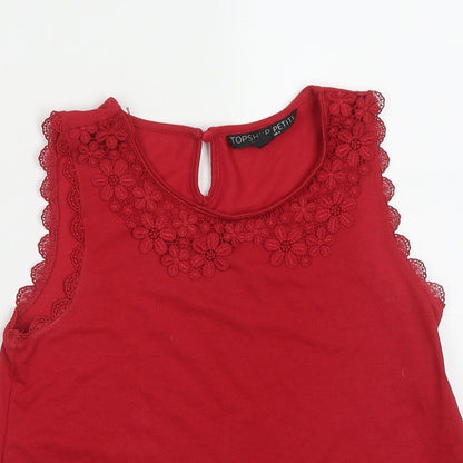 Womens UK Size 6 Topshop Red Basic Tank
