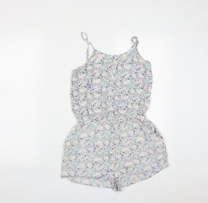 New Look Girls Multicoloured Floral Viscose Leotard One-Piece Size 13 Years  Button