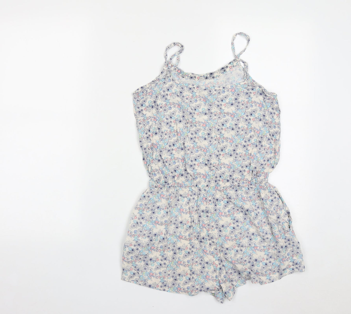 New Look Girls Multicoloured Floral Viscose Leotard One-Piece Size 13 Years  Button