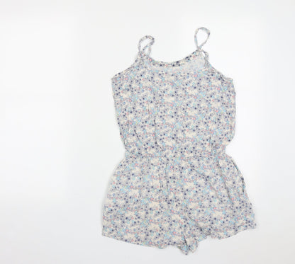 New Look Girls Multicoloured Floral Viscose Leotard One-Piece Size 13 Years  Button