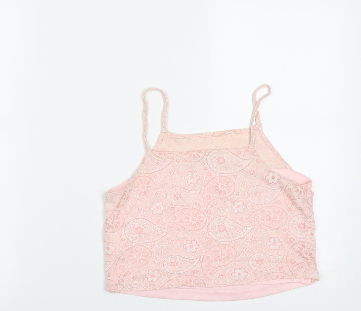 Style London Womens Pink Paisley Polyester Cropped Tank Size XS Square Neck