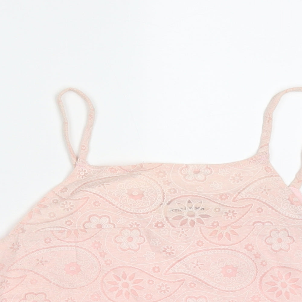 Style London Womens Pink Paisley Polyester Cropped Tank Size XS Square Neck
