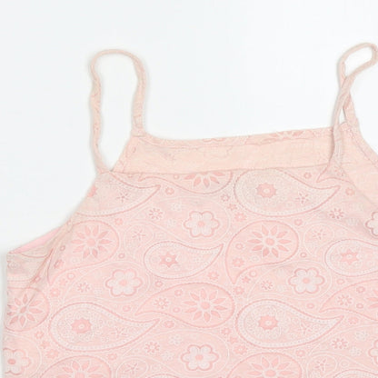 Style London Womens Pink Paisley Polyester Cropped Tank Size XS Square Neck