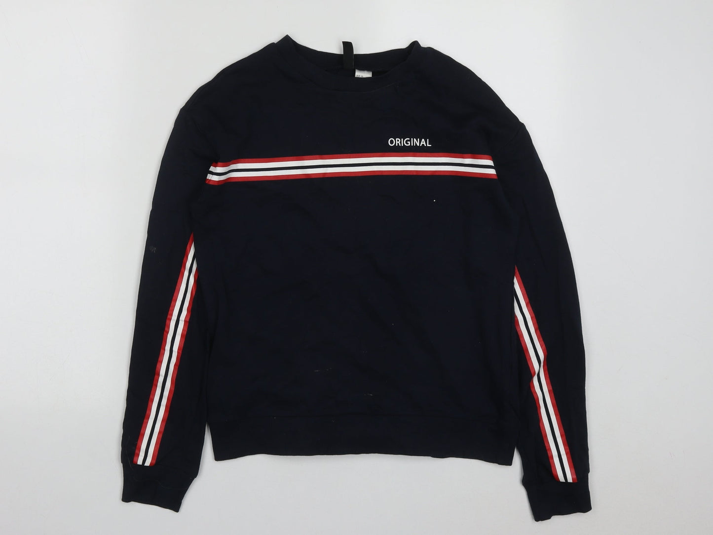 H&M Womens Blue Striped Cotton Pullover Sweatshirt Size XS