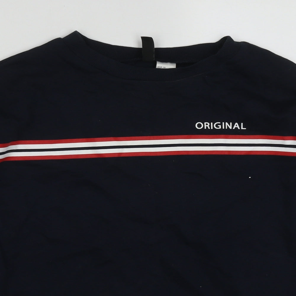 H&M Womens Blue Striped Cotton Pullover Sweatshirt Size XS