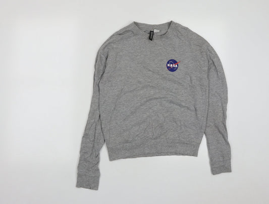 H&M Womens Grey  Cotton Pullover Sweatshirt Size XS   - NASA