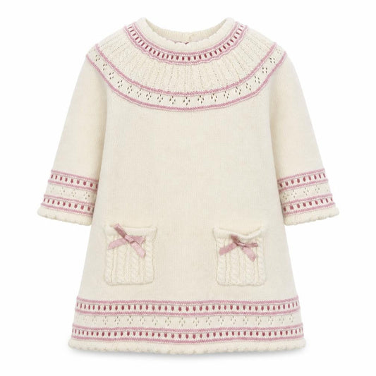 Polly Flinders Girls White  100% Cotton Jumper Dress  Size 6-9 Months  Round Neck Button