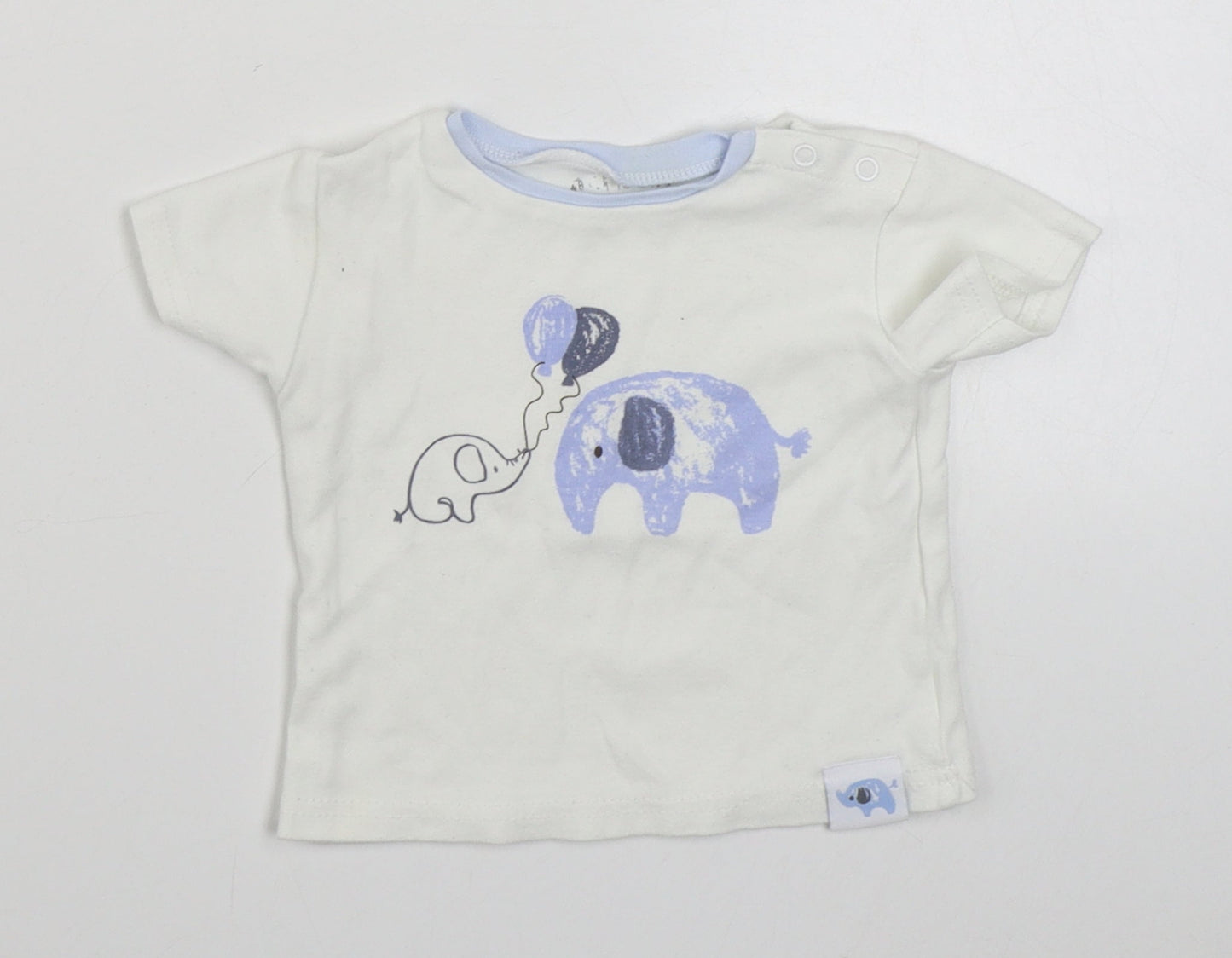 Watch Me Grow Baby White  100% Cotton Basic T-Shirt Size 3-6 Months Round Neck Button