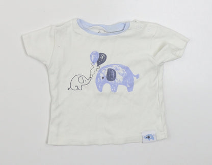 Watch Me Grow Baby White  100% Cotton Basic T-Shirt Size 3-6 Months Round Neck Button