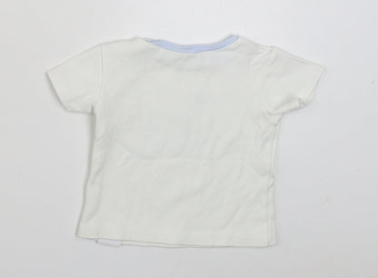 Watch Me Grow Baby White  100% Cotton Basic T-Shirt Size 3-6 Months Round Neck Button