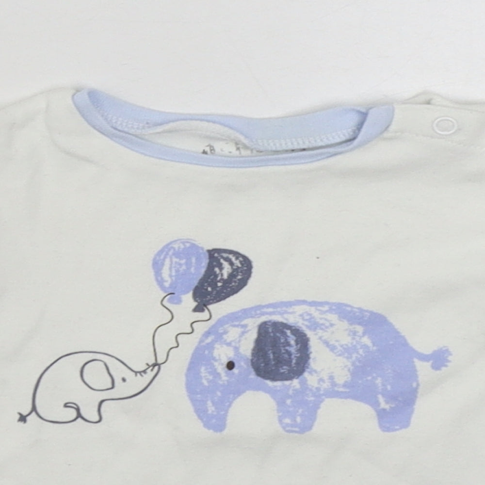 Watch Me Grow Baby White  100% Cotton Basic T-Shirt Size 3-6 Months Round Neck Button