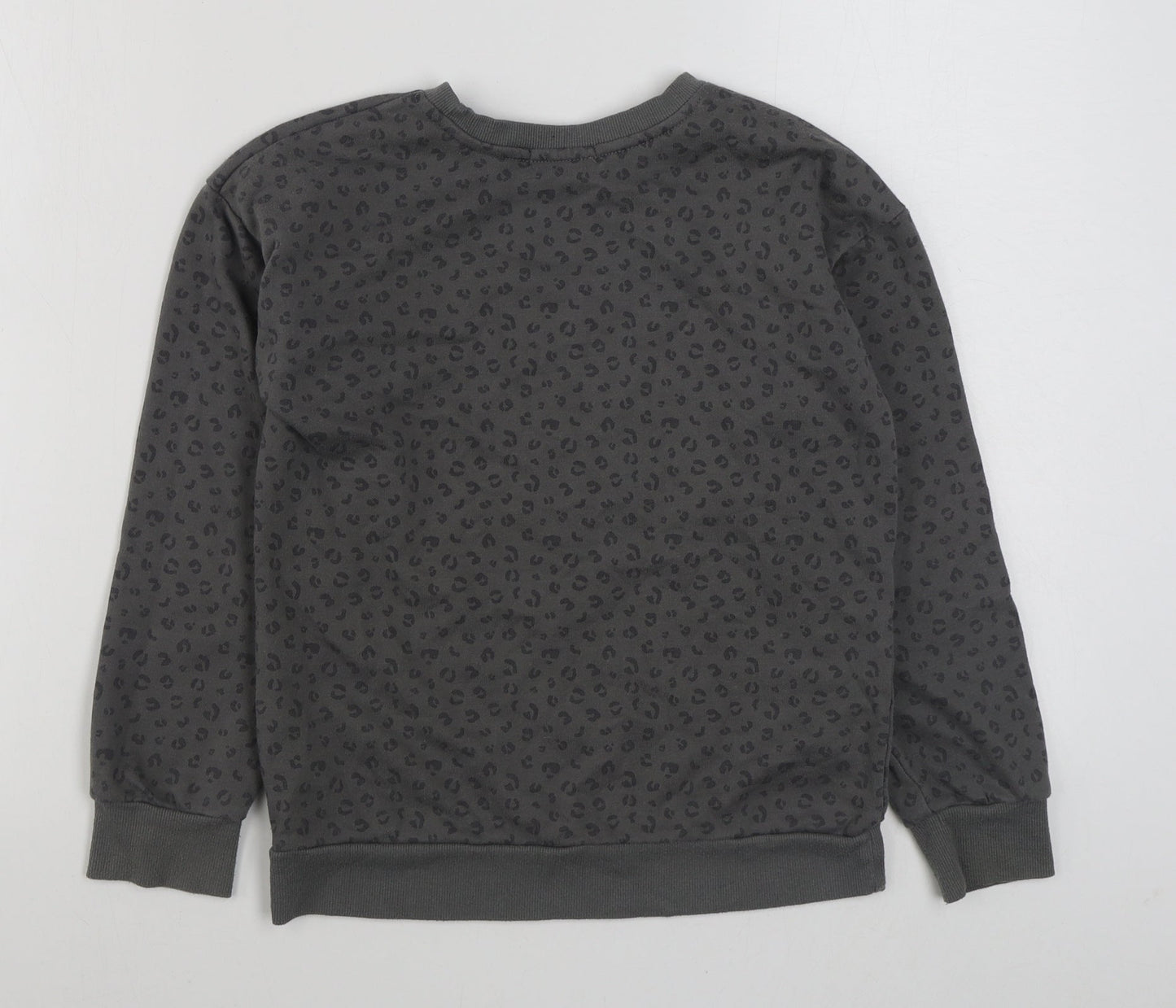 Primark Girls Grey Animal Print Cotton Pullover Sweatshirt Size 10-11 Years  Pullover