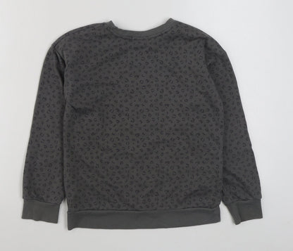 Primark Girls Grey Animal Print Cotton Pullover Sweatshirt Size 10-11 Years  Pullover