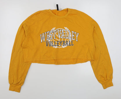 H&M Womens Yellow  Cotton Pullover Sweatshirt Size M  Pullover