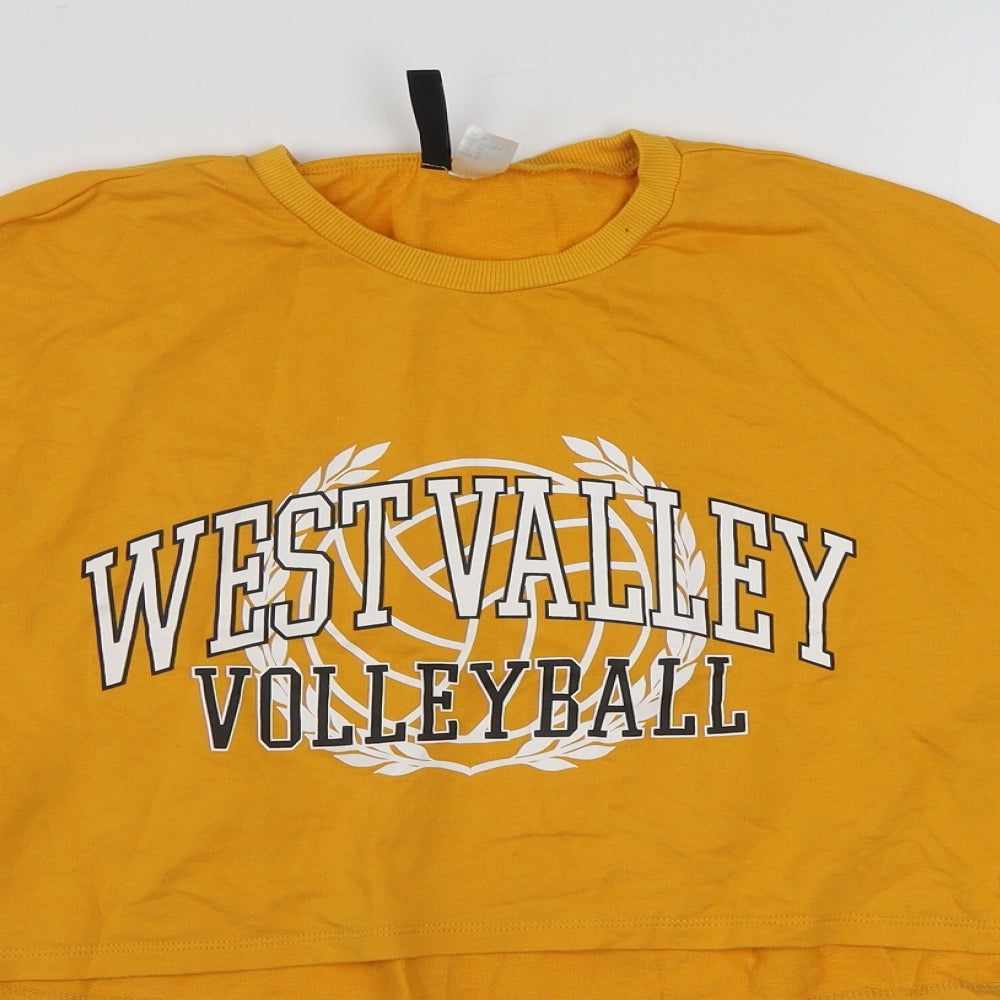 H&M Womens Yellow  Cotton Pullover Sweatshirt Size M  Pullover