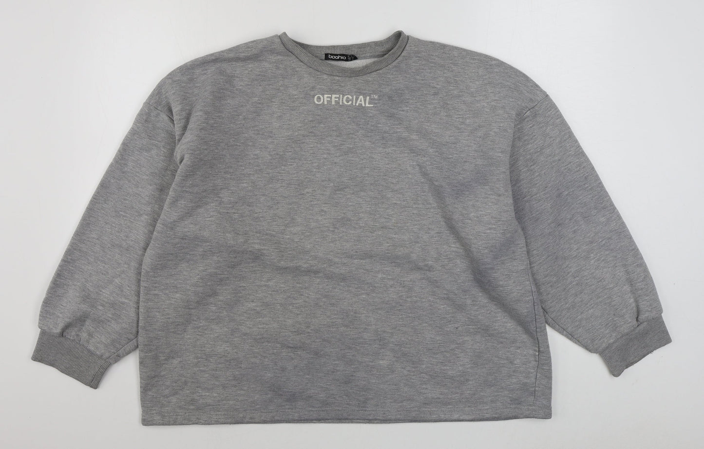 Boohoo Womens Grey  Polyester Pullover Sweatshirt Size 8  Pullover