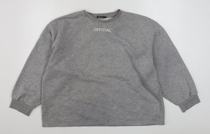 Boohoo Womens Grey  Polyester Pullover Sweatshirt Size 8  Pullover