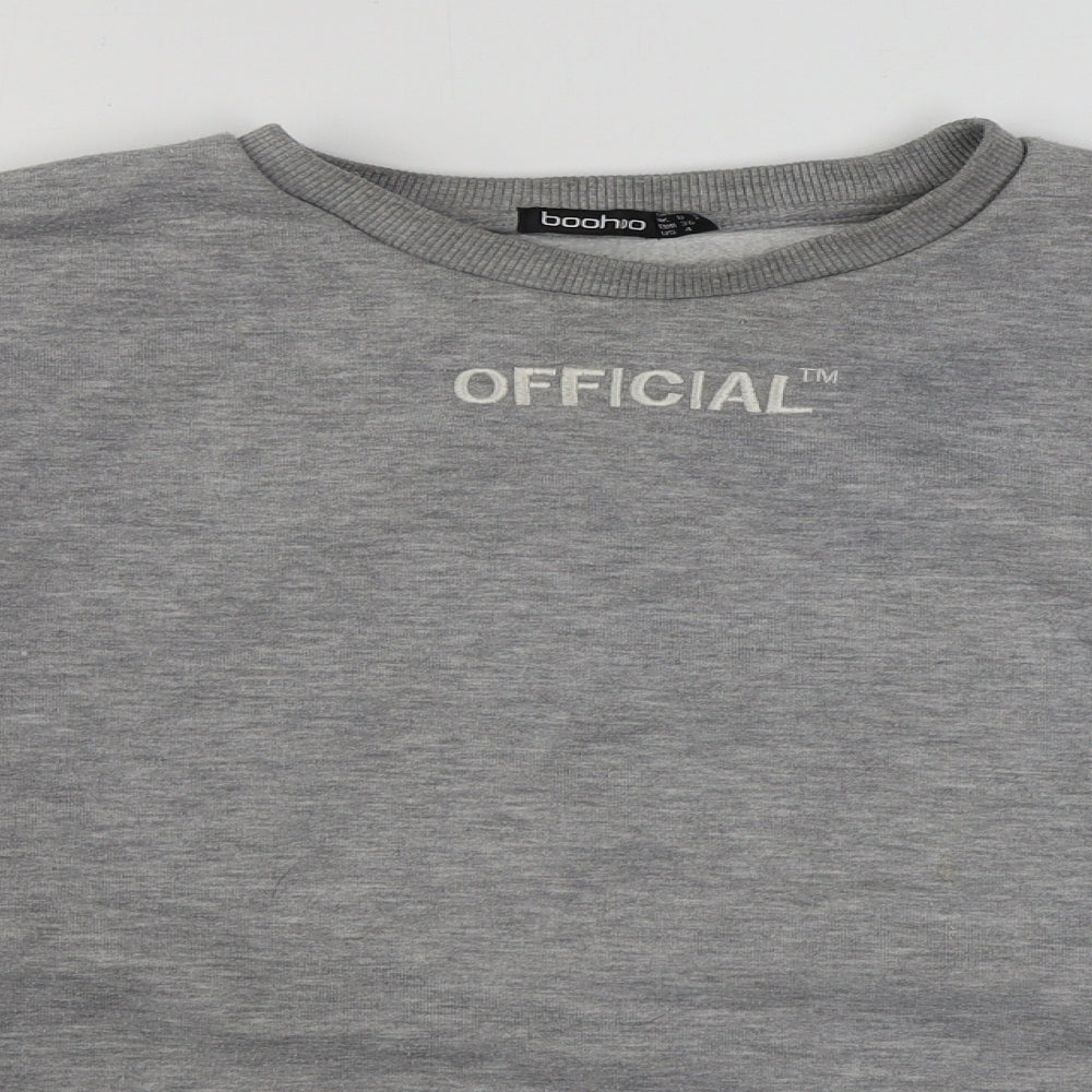 Boohoo Womens Grey  Polyester Pullover Sweatshirt Size 8  Pullover