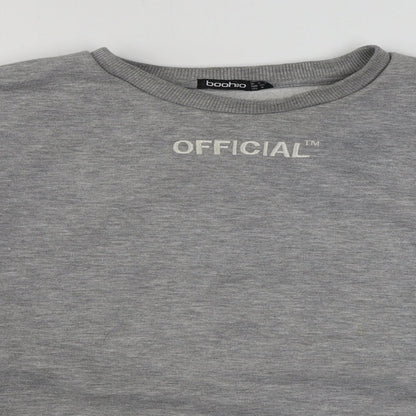 Boohoo Womens Grey  Polyester Pullover Sweatshirt Size 8  Pullover