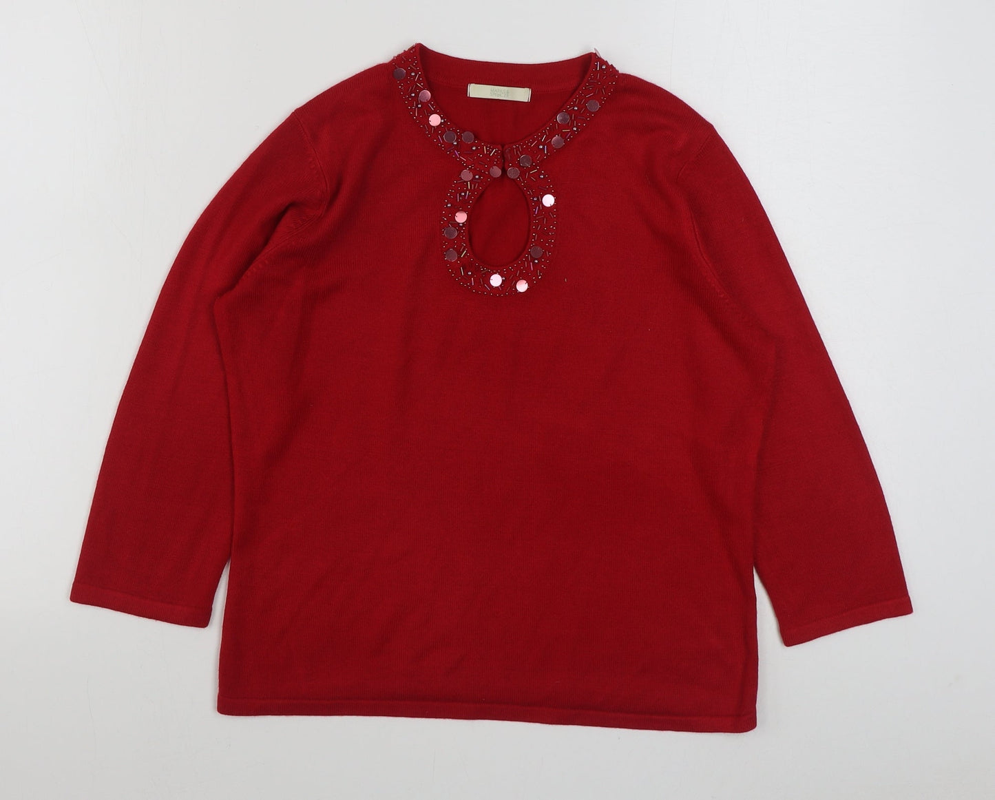 Womens UK Size 14 Marks and Spencer Red Pullover Jumper