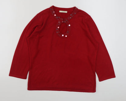 Womens UK Size 14 Marks and Spencer Red Pullover Jumper