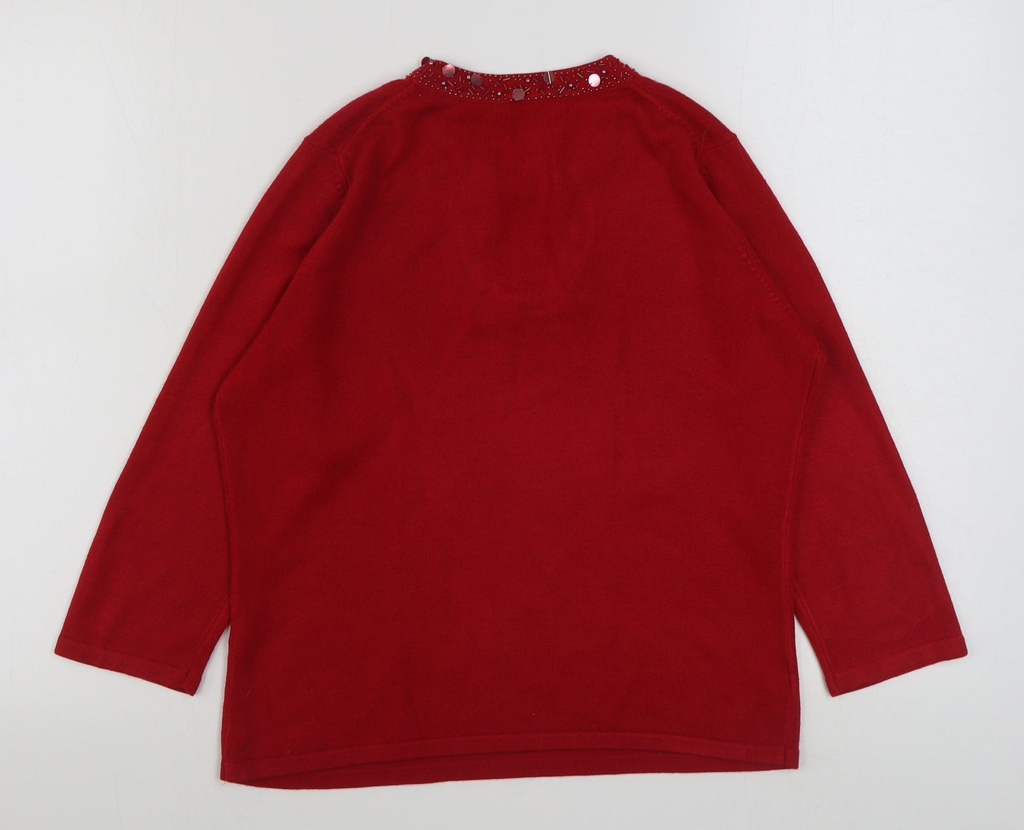 Womens UK Size 14 Marks and Spencer Red Pullover Jumper