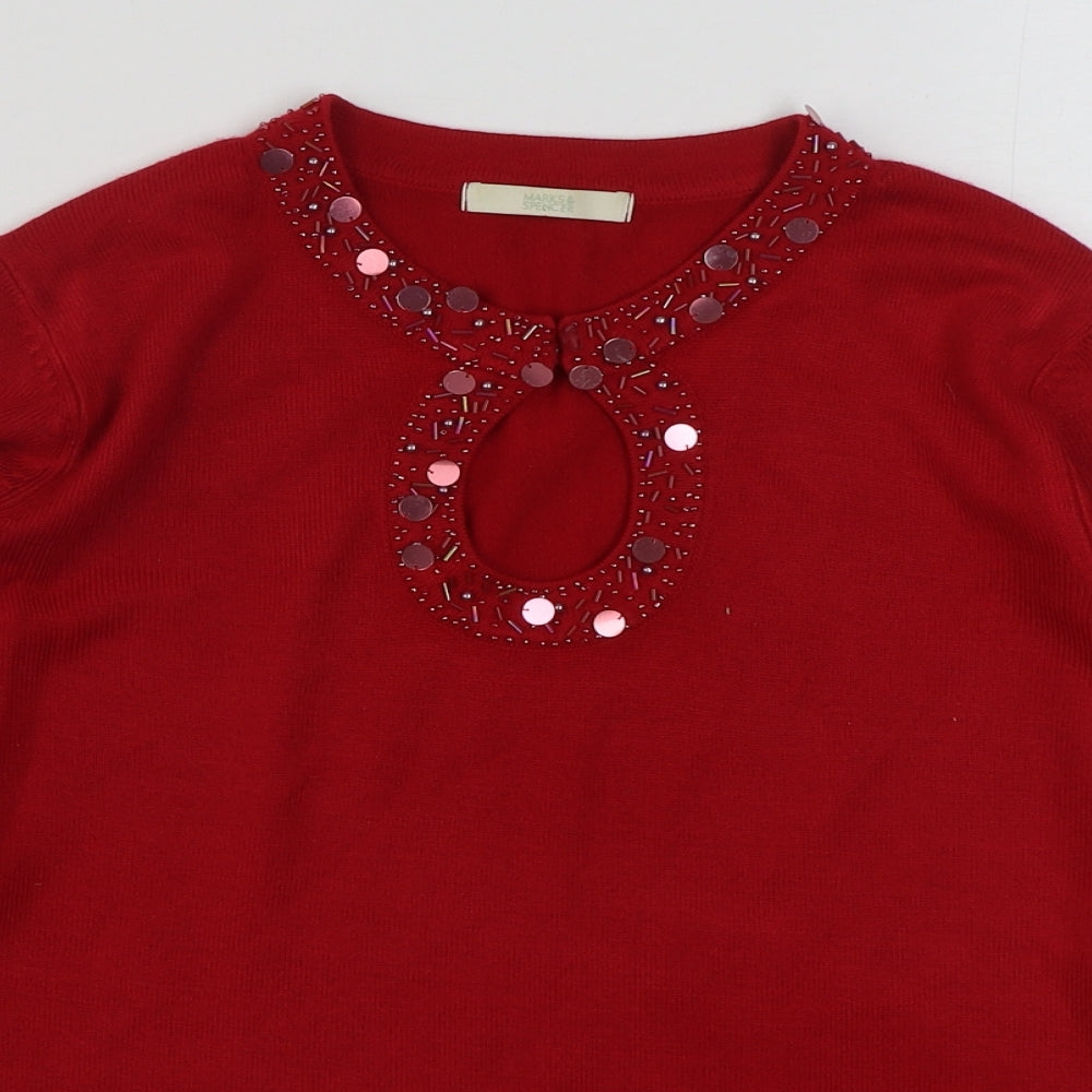 Womens UK Size 14 Marks and Spencer Red Pullover Jumper