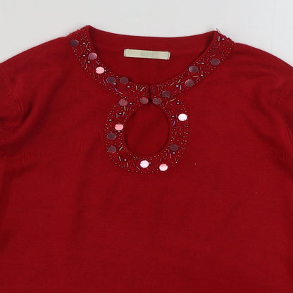 Womens UK Size 14 Marks and Spencer Red Pullover Jumper